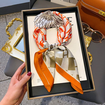 70cm Imitation Silk Square Scarf Fashion All-match Silk Scarf Professional Scarf Korean Style Neck Protection Scarf Decorative Small Square Scarf