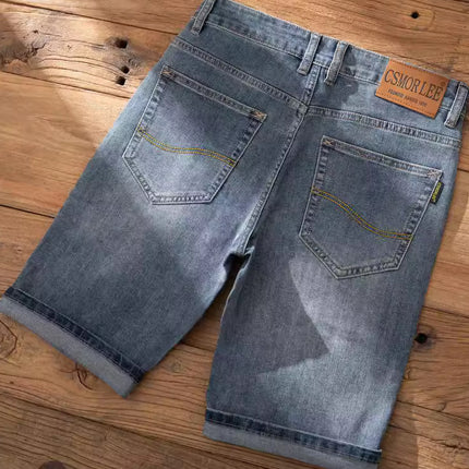 Casual and Casual Men's Denim Shorts Summer New Straight Casual Trendy Brand Versatile Large Size Mid-Length Pants for Men