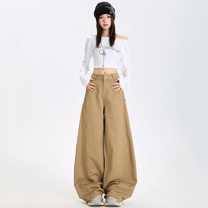 American High Street Hottie Scimitar Jeans for Women in Autumn New Design Loose Slimming Casual Workwear Wide Leg Pants