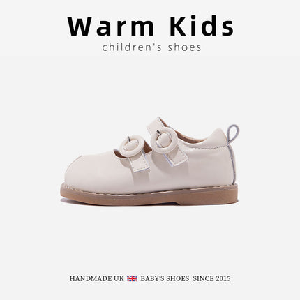 Genuine Leather Girls' Small Leather Shoes 2025 Spring and Autumn Round-Toe Princess White Soft-Soled Toddler Shoes for Girls and Children