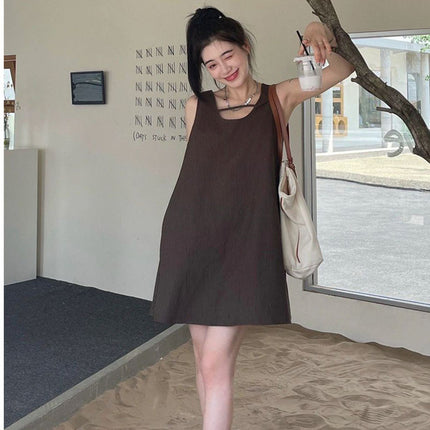 dress 2024 Korean-style Internet Celebrity Pit Simple Elegant Retro Vest Dress A- word Slim Fashionable dress