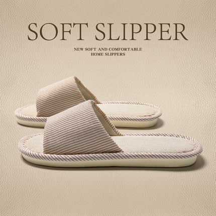Linen Slippers for Men 2025 New Summer Indoor Home Soft-Soled Non-Slip Breathable Deodorant Cotton and Linen Slippers for Men