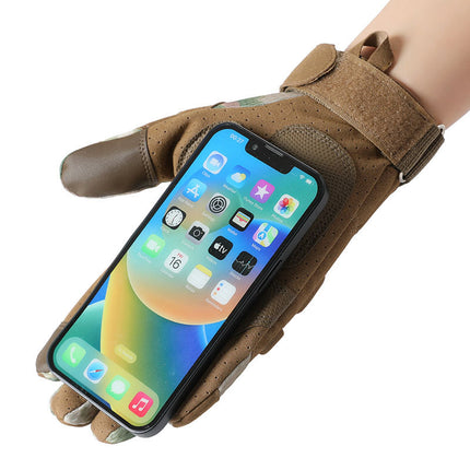 Tactical Gloves Men's Outdoor Sports Rock Climbing Training Military Fan Riding Motorcycle Full Finger Touch Screen Protection Non-slip and Durable