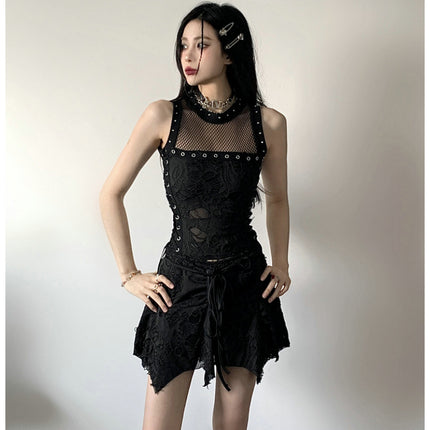 Real shot 2025 summer sweet cool hot girl style skirt suit wear Shibuya hot skirt subculture punk women's clothing