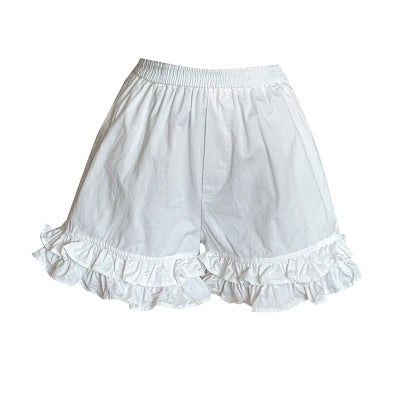 2026 Women's Summer New Floral Shorts with Ruffled Edges, Casual Girl's Elastic Waist Short Skirt Pants, Lace Cotton Shorts