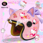 Children's 3c thickening + cat t2 / Pink half helmet + rocking cat + purple pink fox ears + purple butterfly