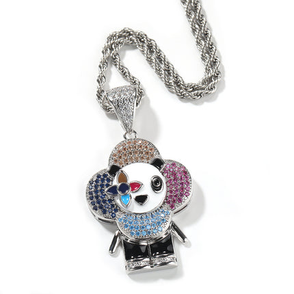 Cross-border European and American Hip-hop Creative New Donkey Flower Pendant Shining Micro-inlaid Zircon Jewelry Men's and Women's Couple Pendant