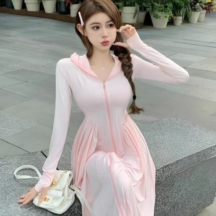 Sunscreen Clothing Women's Ice Silk Slim-fit 2024 Hooded Summer New Style Thin Full-body Long Sunshade Outdoor Coat Trendy