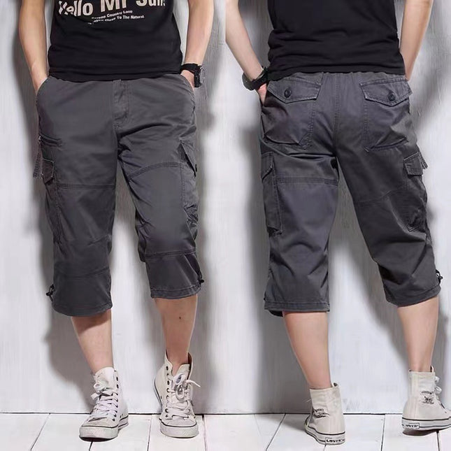 Summer Thin Multi-Pocket Loose plus size Pants Outdoor Wear Sports Pure Cotton Casual Shorts Cordclothes Capri Pants for Men