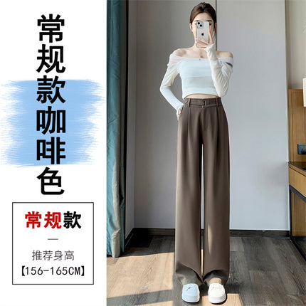 Grey high-end suit pants women's spring and autumn drape pants 2024 new small straight pants narrow wide leg pants