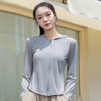 Cy-slim sports sun protection clothing) gray / M