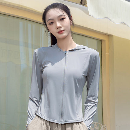 Summer Zipper Hooded Sun Protection Clothing for Women Summer Thin Breathable Outdoor Sunshade Anti-Uv Top Outerwear