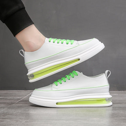 Men's Casual White Shoes, Leather Air-Cushion Sole, European Style Men's Clothing, Live Streaming, Fast Delivery, Wholesale from Wenzhou, Comfortable