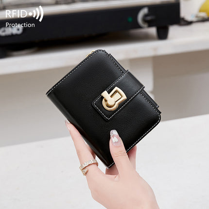 Short Women's Wallet 2024 New Multi-Functional Anti-Theft Brush Zipper Foldableing Card Holder Integrated Large Capacity Small Wallet