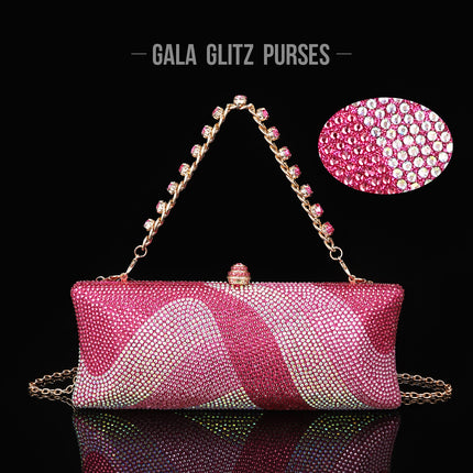 Cross-Border New Fashion Crystal Gradient Small Diamond Hollow Evening Clutch Bag Chain Shoulder Evening Bag Chain Women's Bag