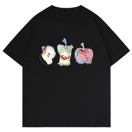 American-Style Pure Cotton Short-Sleeve T-Shirt for Women, Summer 2026 New Design, Student Loose and Casual Style, Regular Shoulder Half-Sleeve Top