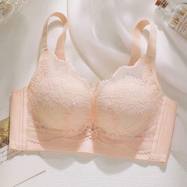 Lace Wire-Free Hole Cup Underwear for Women, Anti-Sagging Adjustable Medium-Thick Cup Warm Bra Push-Up Delivery