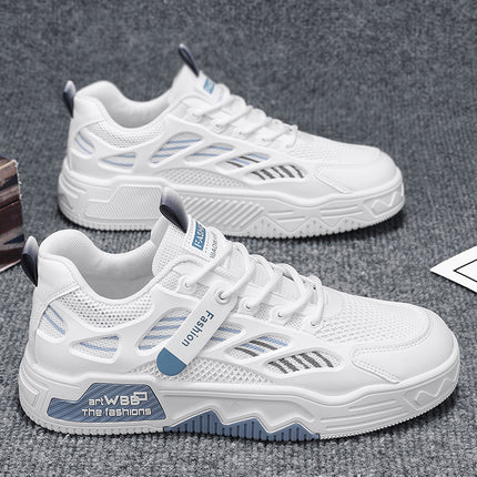 Men's Summer Mesh Breathable Versatile Casual Niche Canvas Sneakers Student Sports Height-Increasing White Trendy Shoes