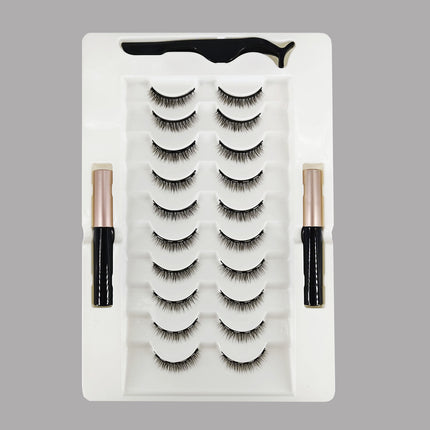 Wholesale magnetic eyeliner false eyelashes magnet false eyelashes 3D three-dimensional net red magnetic false eyelashes 3 pairs of suit