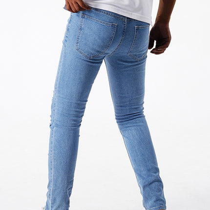 New American Style Trendy Ripped Light Blue Stretch Jeans Men's Pants Wholesale Zengcheng Xintang