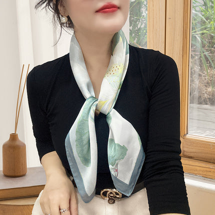 Spring and Summer 70cm Small Square Scarf Women's Autumn and Winter New Foreign Style Fashion All-match Shake Tone Same Scarf Scarf