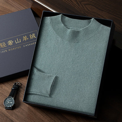 Business Casual Base Autumn and Winter Knitwear New Loose Large Size Cashmere Knitwear Men's Half Turtleneck Men's Cashmere Knitwear