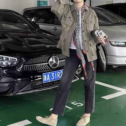 Loose Casual and Atmospheric Workwear Jacket for Women 2025 Autumn New Retro Chic Green Jacket Top for Women