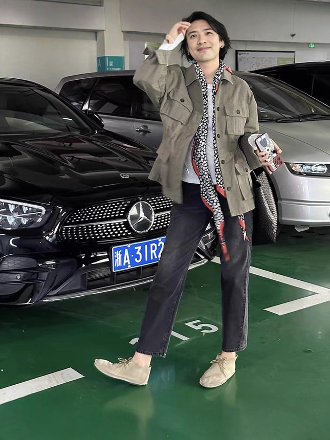 Loose Casual and Atmospheric Workwear Jacket for Women 2025 Autumn New Retro Chic Green Jacket Top for Women