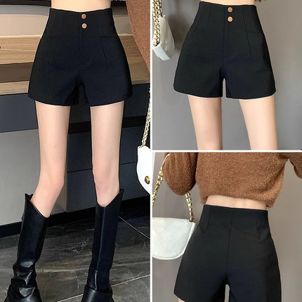 High-Waisted Shorts Women's Spring 2025 New Style Petite Fashion Slim Black A-Line Pants Hot Girl Sexy Hot Pants