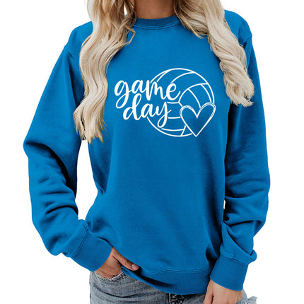 Cross-border supply of foreign trade in Europe and the United States game day printed round neck women's jacket sweater coat European size plus size