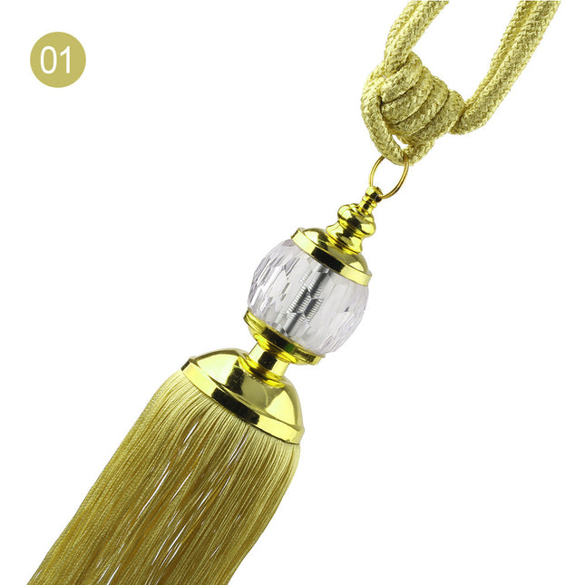 Exquisite and Popular Large-Sized European-Style Decorative Crystal Ball Tassel Curtain Tie Rope Pendant Weaving