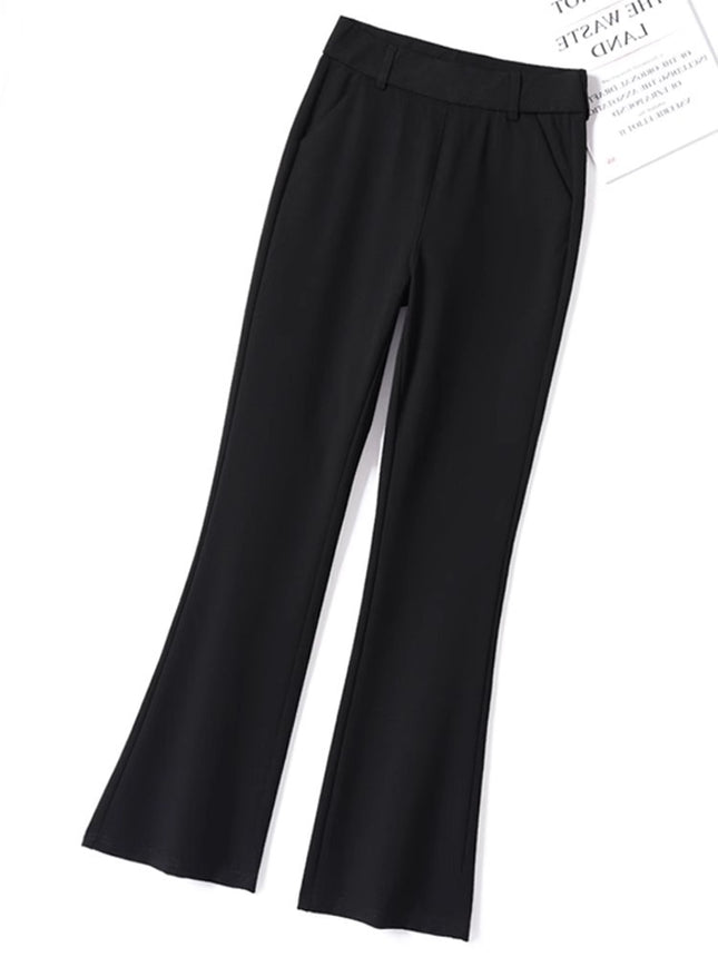 Micro-pants Women's Autumn 2024 New Women's Pants High Waist Small Suit Pants Drain Black Slim Trumpet Super Elastic