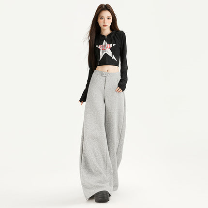 Casual Loose Wide-Leg Pants for Women Early Autumn New Versatile Fashion Pleated Design High-Waisted Loose Scimitar Pants