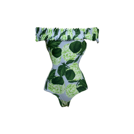 2024 New French lace-up swimsuit women's hot spring beach vacation one-piece bikini sexy printed suit swimsuit