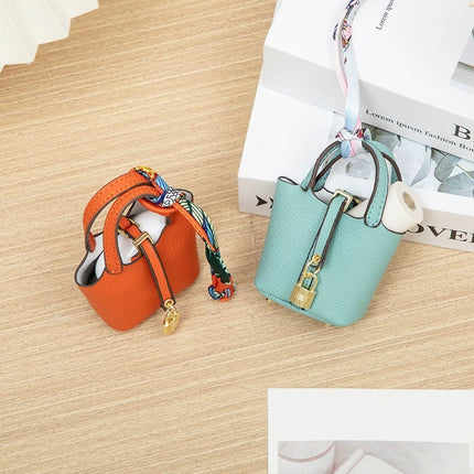 2026 New Microfiber Leather Small Basket Bag Pendant Mini Cute Earphone Bag Pendant Keychain Car Pendant