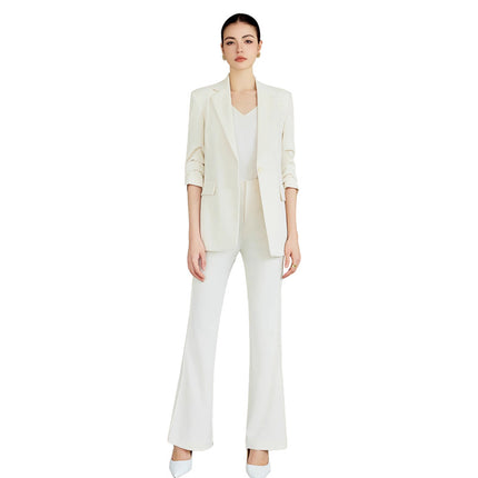 Spring and Autumn New High-End White-Collar Suit Suit White One-Button Suit Pants Female President Formal Work Clothes