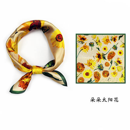 53*53cm Spring and Summer Sun Protection Neck Scarf Women's Easiest for Match Hangzhou Silk Small Square Scarf