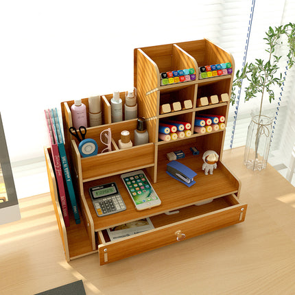 European Desktop Storage Box Pen Holder Stationery Office Desk Storage Integrated Box Creative Remote Control Wooden Box Wholesale