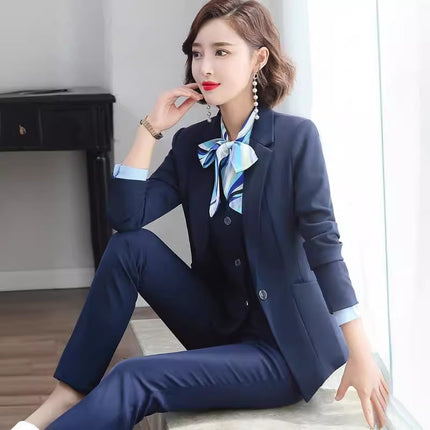 Three-piece suit overalls manager interview formal attire front desk beauty salon business attire bank mobile vest uniform