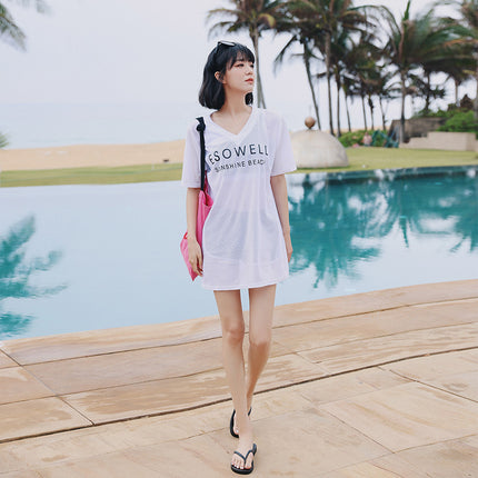 2022 New Swimsuit Women's Conservative Belly-Covering Slimming Korean ins Fairy Fan Pingjiao Three-Piece Hot Spring Swimsuit