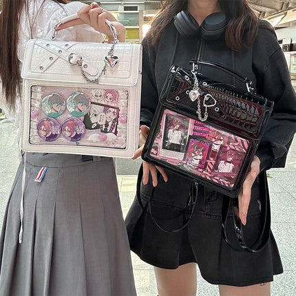 2026 Trendy Original Subculture Gothic Hot Girl Transparent Anime Badge Ita Bag for Women【Spades Party】