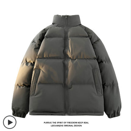 2025 Winter Men's Thickened Warm Stand Collar Cotton Jacket Couple Cross-Border Korean Fashion Puffer Jacket Cotton Coat