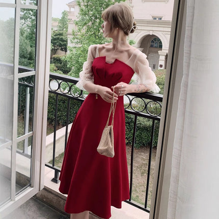 Toast Dress Bride wine red Summer dress Women Usually Wear High-end Wedding Engagement Door Dress