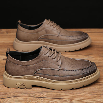 [Counter] Men's Business Casual Shoes, Soft Soles, Versatile Cowhide Shoes, Non-Slip Fashionable Lace-Up Shoes