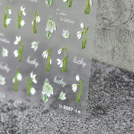Little Lily of the Valley Flower Nail Art Sticker Tomoni Embossed Adhesive Popular New Japanese Style Style 5D Butterfly Nail Sticker Decoration