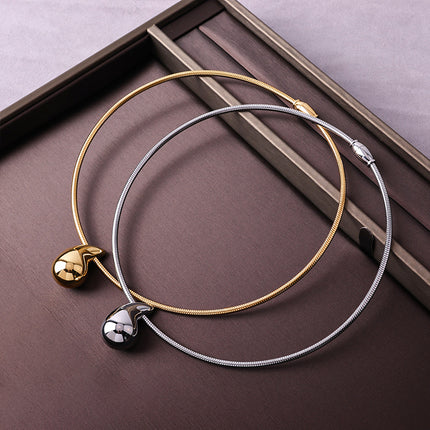 Cross-border Amazon fashion large water drop necklace set simple smooth opening retro metal magnetic collar jewelry