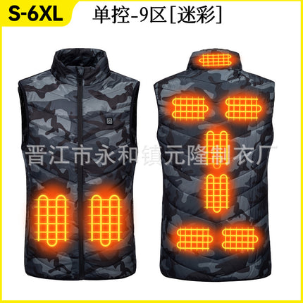 Explosive wholesale multi-zone heating clothing heating vest for men and women warm winter intelligent constant temperature safety electric heating clothing vest
