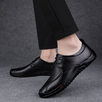 One-Piece Drop-Shipping Spring and Autumn Business Casual Leather Shoes for Men, Soft and Comfortable Office Lace-Up Shoes for Middle-Aged Men