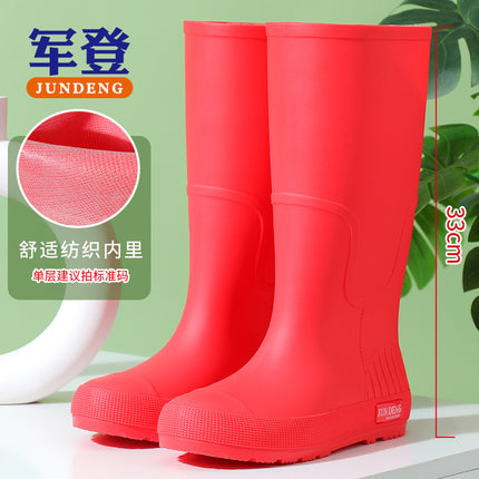 Spring and Summer New Non-Slip Women's High Rain Boots Rainy Season Work Boots Fashionable British Women's Water Shoes 33 High Water Boots