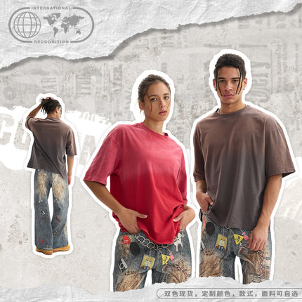 ETAI Men's Wear | Cross-border Tide Brand high quality Pure Cotton Short-sleeved Men's T-shirt Gradient Street Style Spray Horse Men's Short-sleeved
